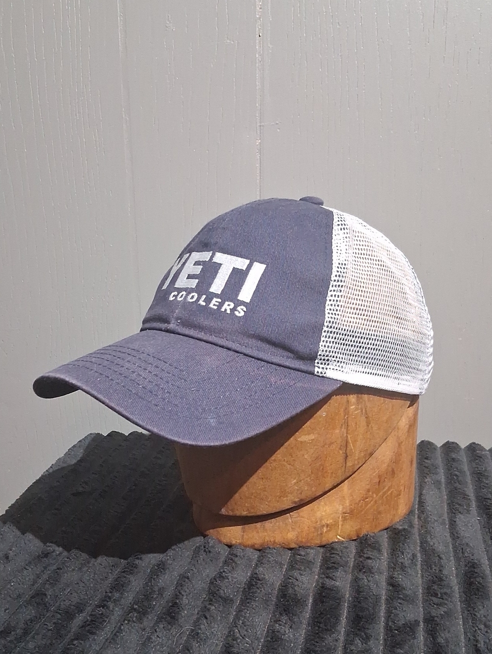 Yeti Navy Front White Mesh Trucker Cap